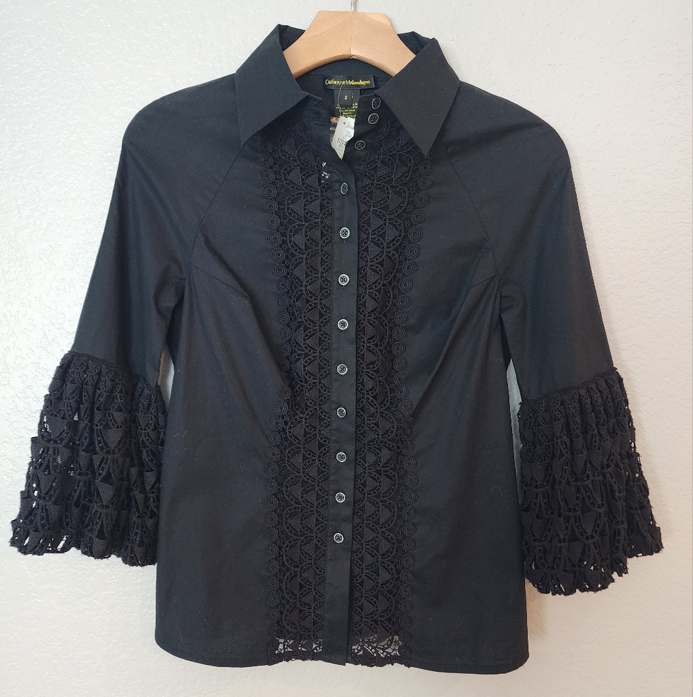 Catherine Malandrino Lace Button Up Blouse